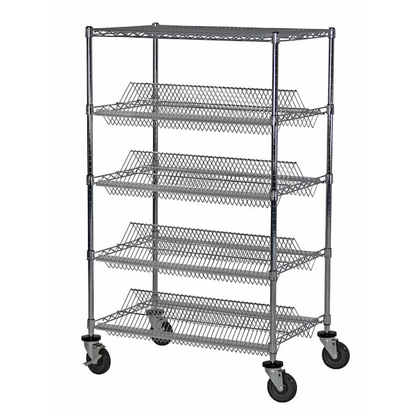 Dbl-Sided Sloped Shelf (4) Cart, 24x24x69